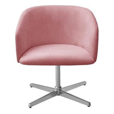 Imagem de Poltrona Decorativa Atenas Cadeira Giratória Pé Metal Salão Escritório