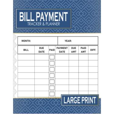 Imagem de Planejador e rastreador de pagamento de faturas mensais de impressão grande: diário e organizador de orçamento | Acompanhe suas responsabilidades | Nunca perca um pagamento