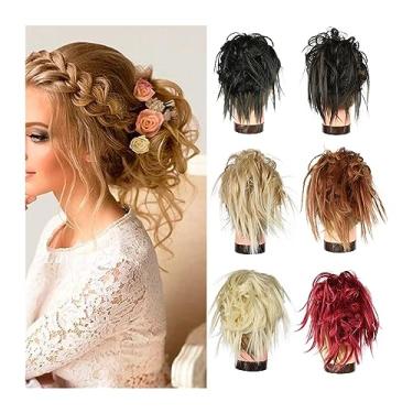 Imagem de Mulheres Bun Scrunchies Scrunchies de coque de cabelo cacheado sintético desgrenhado updo pedaço de cabelo rabo de cavalo elástico elástico bagunçado coque encaracolado extensões de cabelo para mulher