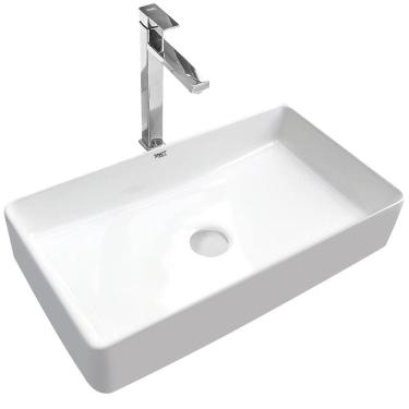 Imagem de Kit Cuba Pia Louça Cerâmica Banheiro C/Torn e Vál Cromada 92