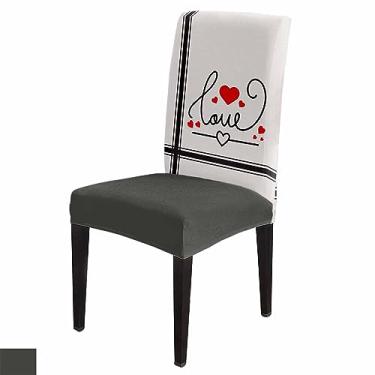 Imagem de Savannan Capas de cadeira de sala de jantar, dia dos namorados, coração vermelho, amor, listras pretas, elásticas, capas de cadeira Parsons, capa protetora removível para cadeira de cozinha, para sala