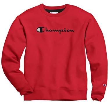 Imagem de Champion Camiseta masculina Powerblend Fleece Crew, Script, (Coleção 2024) Vermelho ativo, XX-Large
