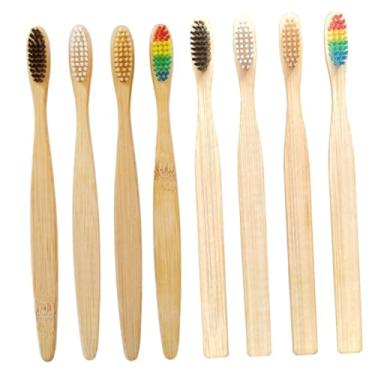 Imagem de ULTECHNOVO 20 Unidades escova de dente adulto escova de dentes de madeira Escova de dentes ecológica Escova de dentes escovas de dente de madeira carvão de bambu