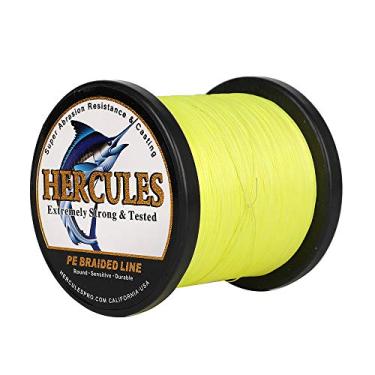Imagem de Hercules linha de pesca trançada super fundida 8 fios de 10 lb a 300 lb teste para água salgada, 109/328/547/1094 jardas (100 m/300 m/500 m/1000 m), diamante.#0,12 mm-1,2 mm, desempenho de alto nível, cores variadas, Fluorescent Yellow, 150LB-0.62MM-547YDS(500M)-8 STRANDS