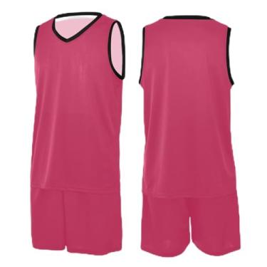 Imagem de CHIFIGNO Camiseta de treino de basquete amarelo canário, camisa de treinamento de futebol, vestidos de jérsei para mulheres basquete PPS-3GG, Cereja, G