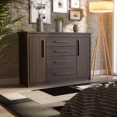 Imagem de Cômoda 2 Portas 4 Gavetas Elegance Capuccino Wood