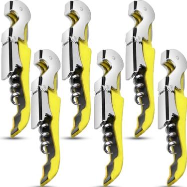 Imagem de cssopenss 6 peças chave de vinho abridor de vinho saca-rolhas profissional garçom abridor de garrafa de aço inoxidável chave de corte de folha serrilhada dobrável para família, festa da empresa,