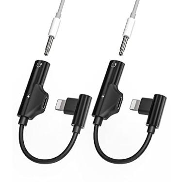 Imagem de Adaptador de fone de ouvido para iPhone 3,5 mm para Lightning AUX Dongle Splitter 2 em 1 cabo de áudio de música carregador conversor de cabo (2 unidades) certificado Apple MFI compatível com 7 8 Plus