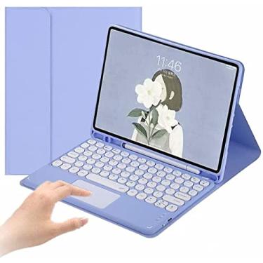 Imagem de Capa com teclado para iPad mini 7 (A17 Pro)/Mini 6 touchpads, teclado destacável com suporte para lápis - Capa inteligente de couro fino para iPad mini 7ª/Mini 6ª geração de 8,3 polegadas, roxa