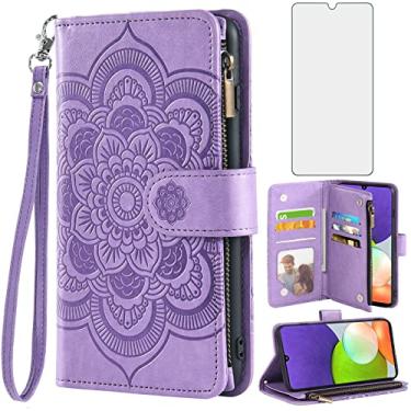 Imagem de Asuwish Capa de telefone para Samsung Galaxy A22 4G 6,4 polegadas capa carteira com protetor de tela de vidro temperado e suporte flip para cartão de crédito celular Gaxaly M32 M22 F22 Galaxies A 22