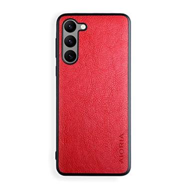 Imagem de AIORIA Capa para Samsung Galaxy S24 Plus, tela de 6,7 polegadas, capa de couro PU premium, design retrô, capa protetora completa para Samsung S24+ 5G (vermelho)