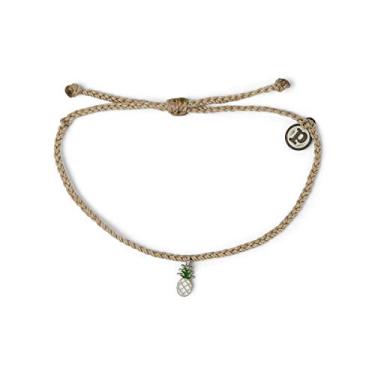 Imagem de Pura Vida Pulseira prateada ou dourada de esmalte de abacaxi - Pulseira ajustável, 100% à prova d'água, Adjustable from 2 to 5 inches in diameter, Cobre