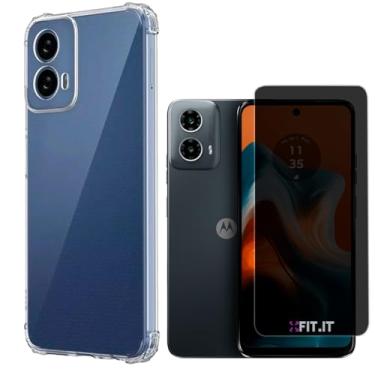 Imagem de Kit Capa Anti Quedas Compatível com Moto G34 + Película 5D Ceramica Privacidade Antispy