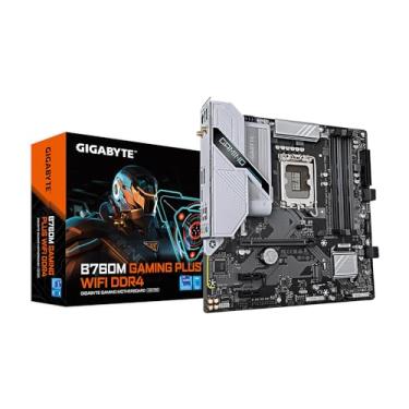 Imagem de GIGABYTE Placa-mãe B760M Gaming Plus WiFi DDR4 LGA 1700 Intel B760 M-ATX com DDR4, 2* M.2, PCIe 4.0, USB 3.2 Gen 1 Type-C, WiFi 6 GbE LAN, Q-Flash Plus, PCIe EZ-Latch