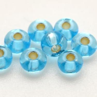 Imagem de Miçanga 6/0 Preciosa Jablonex 50g Transparentes (miolo prata) Guias Brajás Colares Pulseiras Bordados (Azul Turqueza)