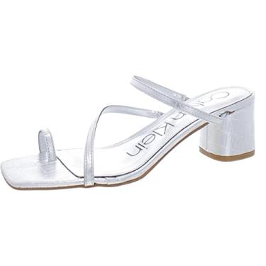 Imagem de Calvin Klein Sandália feminina com salto Belma, Crocodilo prata 098, 5.5