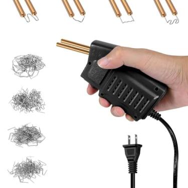 Imagem de SZITW Máquina de solda de plástico portátil Kit de reparo de rachaduras no painel do carro portátil Corte térmico Grampeador quente Conjunto de ferramentas de reparo de plástico com 400 peças de prego