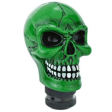 Imagem de Lunsom Botão de câmbio de engrenagem de crânio, manípulo de mudança de cabeça de mudança de engrenagem de resina para transmissão de carro ajuste automático manual do veículo (verde)