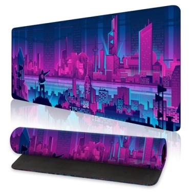 Imagem de Tapete de mesa Neon City Tapete de mouse pad grande para jogos Tapete de mouse com teclado XL Tapete de mouse completo para mesa de escritório acessórios capa para jogos de escritório em casa,