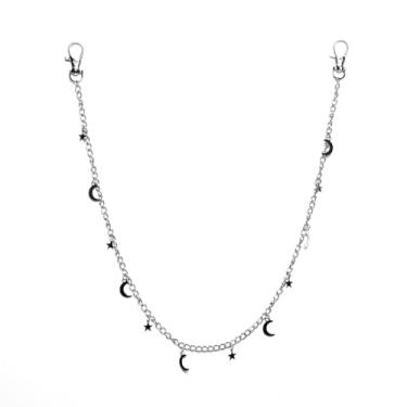 Imagem de GENEMEN Corrente de calça para homens e mulheres corrente gótica acessórios de vestuário, Lua de estrela, tamanho �nico