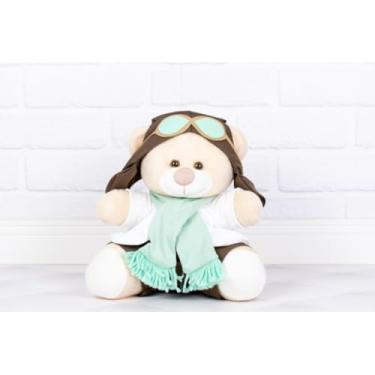 Imagem de Pelúcia Urso Classico Aviador Tedde 26 cm (VERDE CALMARIA)