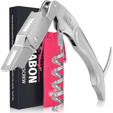 Imagem de VINABON Abridor de saca-rolhas de vinho - Premium 2025 multifuncional 3 em 1 de aço inoxidável chave de vinho abridor de garrafa de vinho com abridor de cerveja para garçons e barman. Inclui ebook