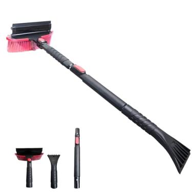 Imagem de Tinsaen Raspador de gelo de 42 polegadas e escova de neve extensível com rodo para para-brisas de carro, vassoura de limpeza giratória resistente para caminhão SUV, ferramenta removível de remoção de