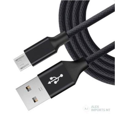 Imagem de Cabo USB V8 1 Metro lançamento Tecido Shinka Preto Bom - A.R Variedade