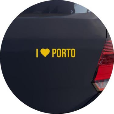 Imagem de Adesivo de Carro Eu Amo Porto - I Love Porto - Cor Marrom - Melhor Ade