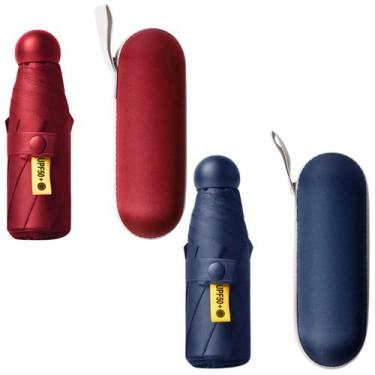 Imagem de kit 2 guarda-chuva cápsula com proteção solar uv de aluminio compacto 