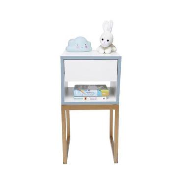 Imagem de Mesa Cabeceira Branca 30Cm Quarto Infantil ul Eco Dourada - Fl Decor