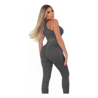 Imagem de Conjunto Esportivo Zero Transparência Legging E Cropped - VCS, P, Azul