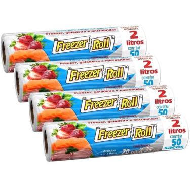 Imagem de Kit 4 Sacos Para Alimentos Freezer-Roll 2L 50un/cd F - Dover Roll