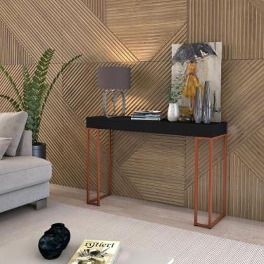 Imagem de Aparador Sala 90cm Pés De Ferro Cor Cobre Moderno Sem Gaveta (Preto/co