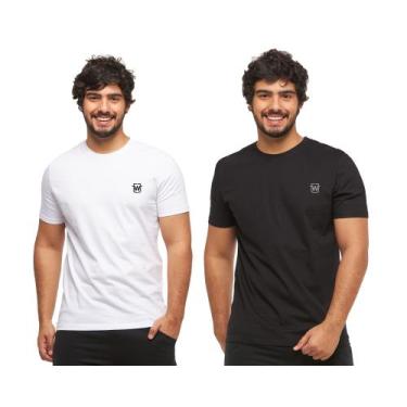 Imagem de Kit com 02 camisetas basicas wooks - wc4, Branco, Preto, GG