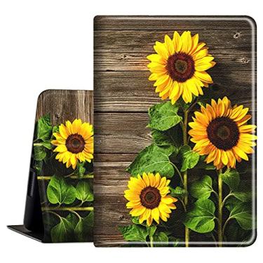 Imagem de Capa para Samsung Galaxy Tab A7 Lite 22.1 cm modelo 2021 (SM-T220/T225/T227), capa de proteção de corpo inteiro de couro PU inteligente para Galaxy A7 Lite, prancha de girassol