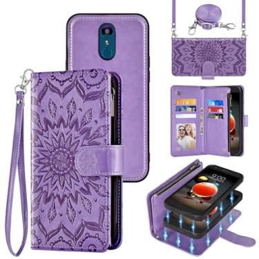 Imagem de Capa de telefone para LG Aristo 2 3 Plus/Rebel 4 LTE/Tribute Empire Dynasty/Zone 4/K8 Plus 2018 K8S/Fortune 2/Phonenix 4/Risio 3 Capa magnética com zíper e alça protetora de tela, suporte para cartão,