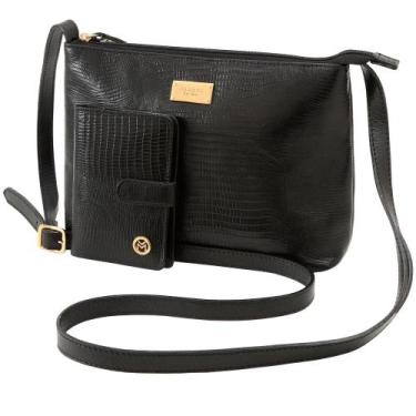 Imagem de Kit Bolsa e Carteira de Couro Mariart 2190 + 237, Preto