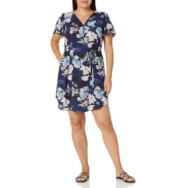 Imagem de City Chic Vestido feminino plus size Megan PRT, Orquídea tímida azul-marinho, 54