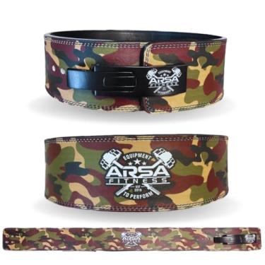 Imagem de Arsa Fitness Cinto de alavanca de halterofilismo de competição de 10 mm para homens e mulheres, levantamento de peso, musculação e treinamento de força - Série Camoflage (camuflagem marrom, PP)