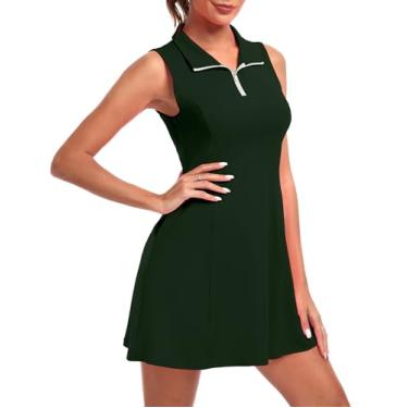 Imagem de FKEEP Vestido feminino de tênis de golfe com shorts e bolsos, 04 Verde escuro, M