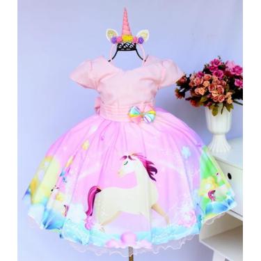 Imagem de Vestido Infantil Festa Unicórnio Luxo E Tiara - festa luxo, Rosa, 4