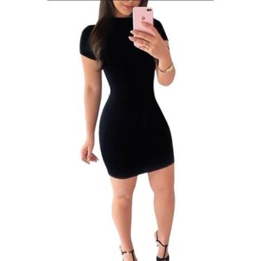 Imagem de Vestido Tubinho Curto Colado Manga Curta Gola alta - Vivi Rangel, Pret