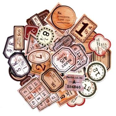 Imagem de Adesivos Decorativo Scrapbook Planner 46 Peças Números Retrô - Doce Te
