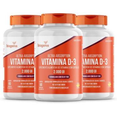 Imagem de Kit 3x Ultra Vitamina D3 2000ui 60 Cap's Gel Tcm Oil Biogens, Neutro