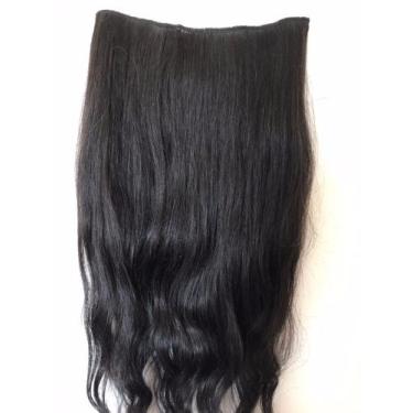 Imagem de Cabelo ondulado peruca Longa Aplique com Tic Tac Sintético - sem, pret