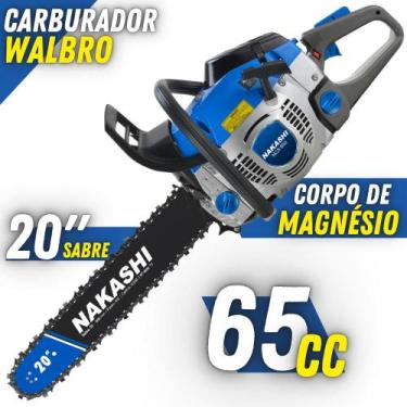 Imagem de Motosserra À Gasolina Nakashi NCS-650 65,1cc 2T Com Lubrificação Autom