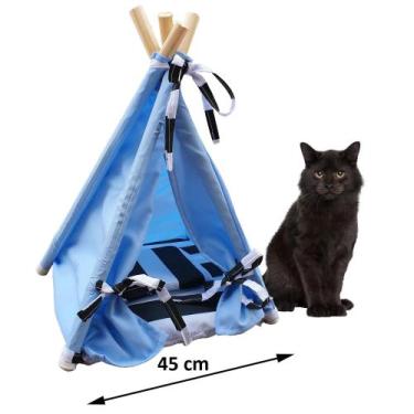 Imagem de Kit Caminha Pet Cachorro Gato Cabana Toca Azul Com Preto P - Pet Best 