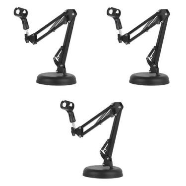 Imagem de Kit 3 Pedestal Suporte Articulado De Mesa P/Microfone Base Móvel - Wav
