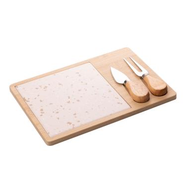 Imagem de Conjunto 4 Pçs para Queijo com Bandeja de Bambu e Tábua Terrazo 17x25x2cm 220448 - Lyor